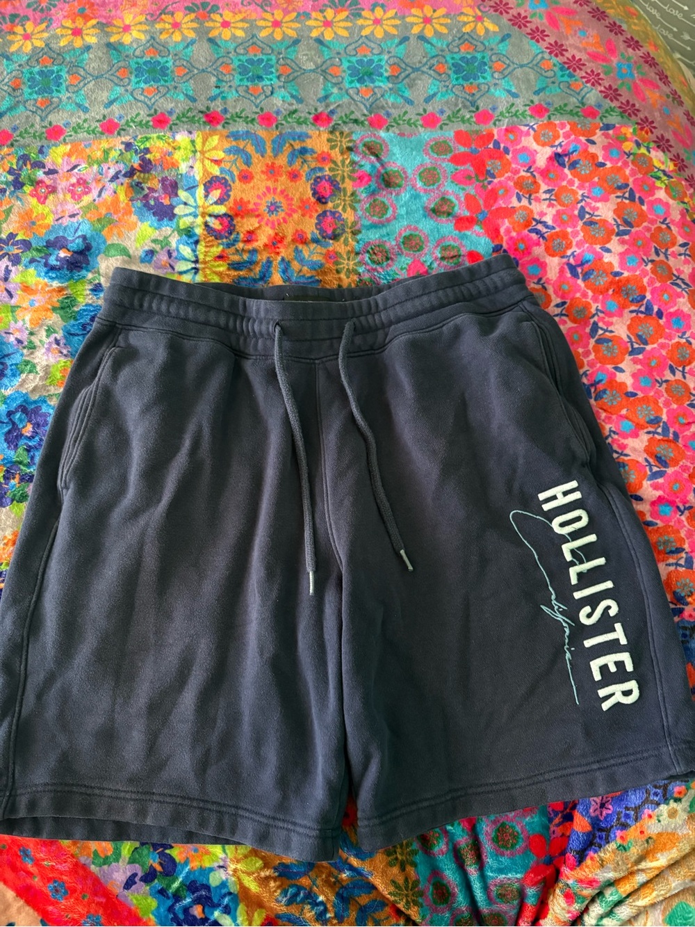 Hollister Men's Dark Navy Logo Sweat Shorts
